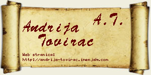 Andrija Tovirac vizit kartica